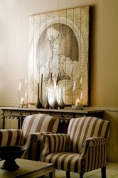 Casa Padrino Luxury Baroque Wall Painting Lady Gray / Green 150 x H. 190 cm - Handpainted Wood Painting - Magnificent Baroque Wall Decoration