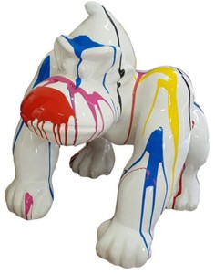 Casa Padrino figurine décorative design singe gorille blanc / multicolore H. 70 cm - Sculpture décorative résistante aux intempéries - Décoration de Salon de Terrasse de Jardin