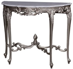 Casa Padrino consolle barocco di lusso argento / bianco - Consolle in legno massello fatta a mano con piano in marmo - Mobili Barocchi