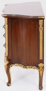 Casa Padrino Luxus Barock Nachtkommode Dunkelbraun / Gold - Massivholz Nachttisch mit 3 Schubladen - Handgefertigte Kommode im Barockstil - Barock Möbel