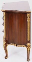 Casa Padrino table de chevet baroque de luxe marron foncé / or - Table de chevet en bois massif avec 3 tiroirs - Commode faite main de style baroque - Mobilier Baroque