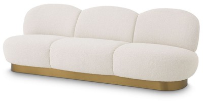 Casa Padrino divano di lusso crema / ottone 230 x 81 x A. 76 cm - Divano Soggiorno - Divano Hotel - Qualità di Lusso