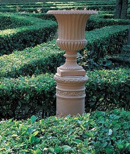 Casa Padrino Barock Blumenvase Terracotta Ø 36 x H. 46 cm - Handgefertigte Keramik Vase - Balkon Terrassen Garten Deko im Barockstil