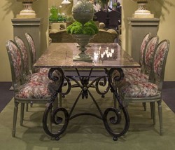 Casa Padrino luxury baroque dining table base black - Hand forged wrought iron frame - Dining Room Garden Patio Furniture