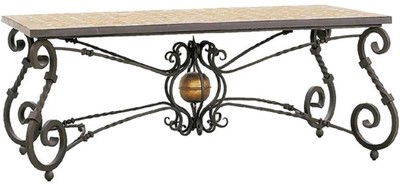 Casa Padrino base per tavolo da pranzo barocco di lusso grigio / ottone - Struttura in ferro battuto forgiato a mano - Mobili da Giardino Terrazza Soggiorno