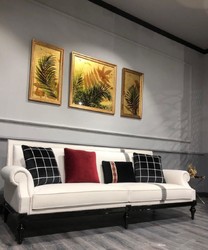 Casa Padrino canapé baroque de luxe blanc / argent / noir - Canapé de salon noble de style baroque - Mobilier de salon baroque