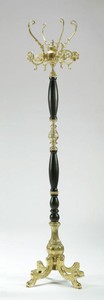 Casa Padrino stand guardaroba barocco di lusso oro / nero 45 x 45 x A. 170 cm - Appendiabiti in ottone nobile - Mobili Appendiabiti Barocco