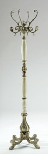 Casa Padrino stand guardaroba barocco di lusso bronzo / bianco 45 x 45 x A. 170 cm - Appendiabiti in ottone nobile - Mobili Appendiabiti Barocco