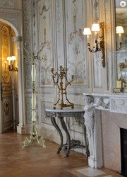 Casa Padrino perchero barroco de lujo bronce / blanco 45 x 45 x A. 170 cm - Perchero de latón noble - Perchero de Hotel Barroco