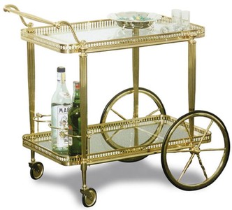 Casa Padrino carrello da portata Art Nouveau di lusso oro 75 x 46 x A. 60 cm - Carrello in ottone nobile con piatti in vetro - Accessori per Gastronomia Barocco e Art Nouveau