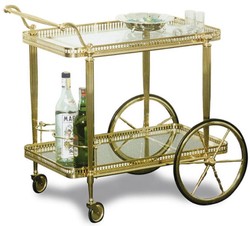 Casa Padrino carrello da portata Art Nouveau di lusso oro 75 x 46 x A. 60 cm - Carrello in ottone nobile con piatti in vetro - Accessori per Gastronomia Barocco e Art Nouveau