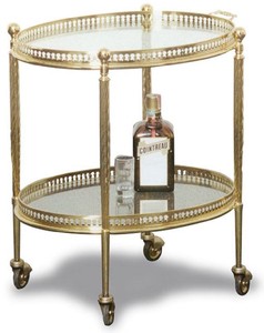 Casa Padrino carrello da portata Art Nouveau di lusso oro 52 x 41 x A. 56 cm - Carrello in ottone nobile con piatti in vetro - Accessori per Gastronomia Barocco e Art Nouveau