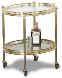 Casa Padrino carrello da portata Art Nouveau di lusso oro 52 x 41 x A. 56 cm - Carrello in ottone nobile con piatti in vetro - Accessori per Gastronomia Barocco e Art Nouveau