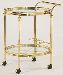 Casa Padrino carrello da portata Art Nouveau di lusso oro 40 x 40 x A. 57 cm - Carrello in ottone nobile con piatti in vetro - Accessori per Gastronomia Barocco e Art Nouveau