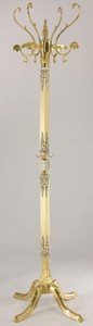 Casa Padrino stand guardaroba barocco di lusso oro / crema / argento 40 x 40 x A. 178 cm - Appendiabiti in ottone nobile - Mobili Appendiabiti Barocco