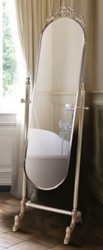 Casa Padrino luxury baroque standing mirror silver / gold 51 x 41 x H. 165 cm - Noble brass mirror - Bathroom mirror - Bedroom mirror - Baroque Furniture - Luxury Quality
