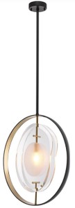Casa Padrino lustre de luxe noir / or 43 x 11 x H. 58 cm - Lustre moderne avec abat-jour en verre élégant - Collection de Luxe