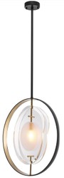 Casa Padrino lustre de luxe noir / or 43 x 11 x H. 58 cm - Lustre moderne avec abat-jour en verre élégant - Collection de Luxe