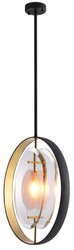 Casa Padrino lustre de luxe noir / or 43 x 11 x H. 58 cm - Lustre moderne avec abat-jour en verre élégant - Collection de Luxe