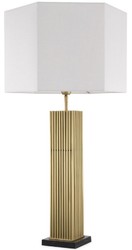 Casa Padrino lampe de table de luxe laiton antique / noir / blanc 46 x 46 x H. 87 cm - Lampe de bureau moderne avec abat-jour hexagonal - Qualité de Luxe