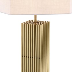 Casa Padrino lampe de table de luxe laiton antique / noir / blanc 46 x 46 x H. 87 cm - Lampe de bureau moderne avec abat-jour hexagonal - Qualité de Luxe