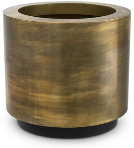 Casa Padrino Luxury Flower Pot Vintage Brass Ø 59.5 x H. 54.5 cm - Round Stainless Steel Plant Pot - Living Room Decoration Accessories - Luxury Collection