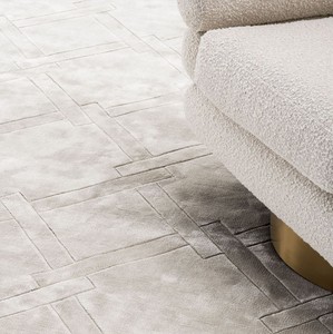 Casa Padrino alfombra de viscosa de lujo gris - Varios Tamaños - Alfombra de sala de estar tejida a mano - Decoración de sala de estar