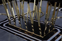 Casa Padrino conjunto de muebles de comedor de lujo negro / oro - 1 Mesa de Comedor y 6 Sillas de Comedor - Muebles de Comedor de Lujo