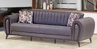 Casa Padrino luxury sofa bed purple / black / gold 222 x 90 x H. 80 cm - Modern living room sofa - Luxury living room furniture