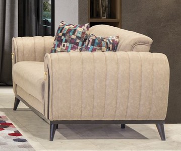 Casa Padrino luxury sofa bed beige / black / gold 222 x 90 x H. 80 cm - Modern living room sofa - Luxury living room furniture