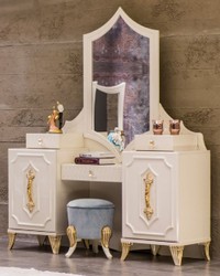 Casa Padrino luxury baroque dressing table with mirror white / gold - Baroque make-up console - Bedroom furniture in baroque style - Noble & Magnificent