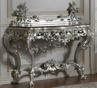 Casa Padrino luxury baroque console silver / black - Magnificent hand carved console table with marble top - Hotel Furniture - Castle Furniture - Luxury Quality - Made in Italy