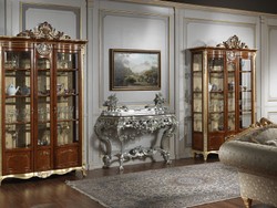 Casa Padrino consolle barocco di lusso argento / nero - Magnifica consolle intagliata a mano con piano in marmo - Mobili dell'Hotel - Mobili del Castello - Qualità di Lusso - Fatto in Italia