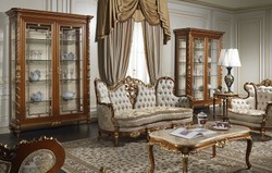 Casa Padrino sofá barroco de lujo crema / plata / marrón / oro - Noble sofá de salón hecho a mano con patrón elegante - Mobiliario de Hotel - Mobiliario de Castillo - Calidad de Lujo - Hecho en Italia