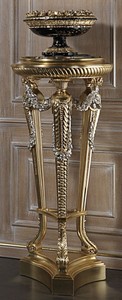 Casa Padrino luxury baroque column gold / silver / black - Magnificent hand carved decorative column with marble top - Hotel Furniture - Castle Furniture - Luxury Quality - Made in Italy