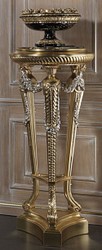 Runde Luxus Barock Massivholz Säule mit Marmorplatte Gold Silber Schwarz Round Luxury Baroque Solid Wood Column with Marble Top Gold Silver Black 