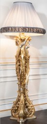 Casa Padrino lámpara de pie barroco de lujo oro / plata / blanco - Magnífica lámpara de pie de madera maciza tallada a mano - Mobiliario de Hotel - Mobiliario de Castillo - Calidad de Lujo