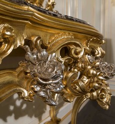 Casa Padrino luxury baroque furniture set console with mirror gold / silver / black - Magnificent hand carved console table with wall mirror - Hotel Furniture - Castle Furniture - Luxury Quality