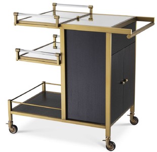 Casa Padrino luxury serving trolley brass / black 94.5 x 54 x H. 83.5 cm - Hotel Restaurant Catering Trolley - Luxury Accessories