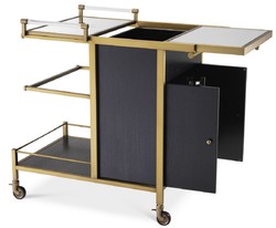 Casa Padrino carrello da portata di lusso ottone / nero 94,5 x 54 x A. 83,5 cm - Carrello Gastronomia Ristorante Hotel - Accessori di Lusso