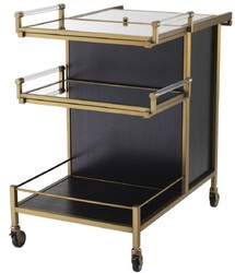 Casa Padrino carrello da portata di lusso ottone / nero 94,5 x 54 x A. 83,5 cm - Carrello Gastronomia Ristorante Hotel - Accessori di Lusso