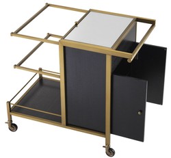 Casa Padrino carrello da portata di lusso ottone / nero 94,5 x 54 x A. 83,5 cm - Carrello Gastronomia Ristorante Hotel - Accessori di Lusso