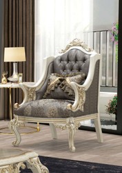 Casa Padrino poltrona barocco di lusso grigio / marrone / bianco / oro / argento - Poltrona da soggiorno fatta a mano con motivo elegante e strass - Mobili da soggiorno barocco - Nobile e Magnifico