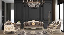 Casa Padrino poltrona barocco di lusso grigio / marrone / bianco / oro / argento - Poltrona da soggiorno fatta a mano con motivo elegante e strass - Mobili da soggiorno barocco - Nobile e Magnifico