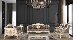 Casa Padrino luxury baroque sofa gray / brown / white / gold / silver - Handmade living room sofa with elegant pattern and rhinestones - Baroque living room furniture - Noble & Magnificent