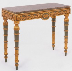 Luxus Barock Mahagoni Konsole mit Marmorplatte Grau Antik Gold Braun Luxury Baroque Mahogany Console with Marble Top Gray Antique Gold Brown