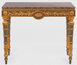 Luxus Barock Mahagoni Konsole mit Marmorplatte Grau Antik Gold Braun Luxury Baroque Mahogany Console with Marble Top Gray Antique Gold Brown