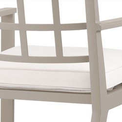 Luxus Garten Terrassen Esszimmerstuhl Küchenstuhl mit Armlehnen Sandfarben Weiß Luxury Garden Terraces Dining Room Chair Kitchen Chair with Armrests Sand White