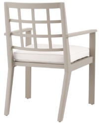 Luxus Garten Terrassen Esszimmerstuhl Küchenstuhl mit Armlehnen Sandfarben Weiß Luxury Garden Terraces Dining Room Chair Kitchen Chair with Armrests Sand White