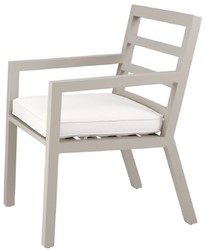 Casa Padrino sedia da pranzo di lusso con braccioli sabbia / bianco 56 x 66,5 x A. 87 cm - Sedia in alluminio resistente alle intemperie con cuscino del sedile - Sedia da Terrazza da Giardino
